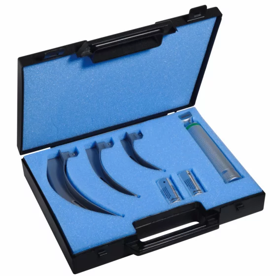 Laryngoskop Kit F / O, 3 Klingen Mc Intosh n2, 3.4 und 1 Stiel Holtex